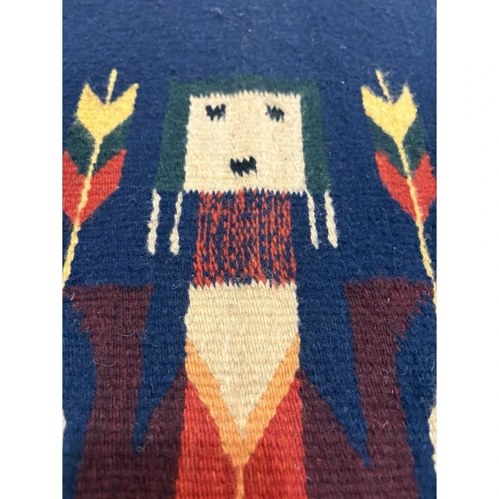 Vintage Handwoven Zapotec Indians Oaxacan Southwest Wool Rug 42